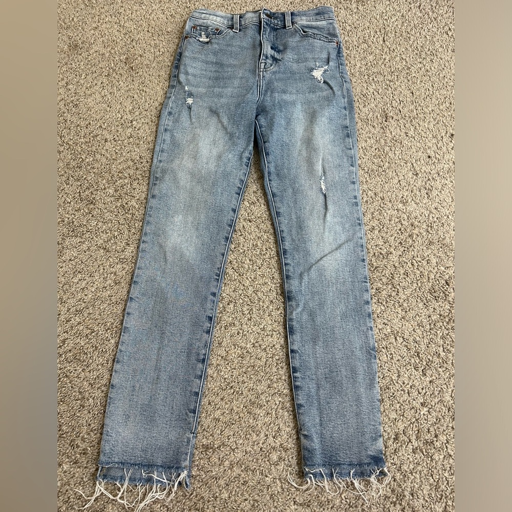 pistola Light Wash Distressed Skinny Jeans Cara High Rise Size 27 Womens Vintage